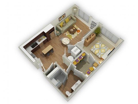 Capstone at Vallagio_Englewood CO_Floor Plan_One Bedroom One Bathroom A2